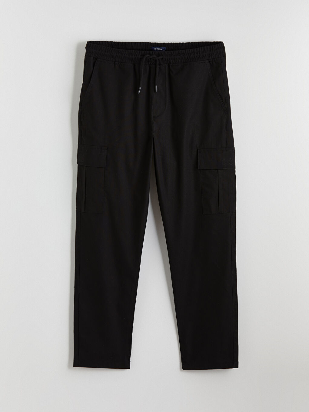 Siyah Loose Fit Erkek Kargo Pantolon-4