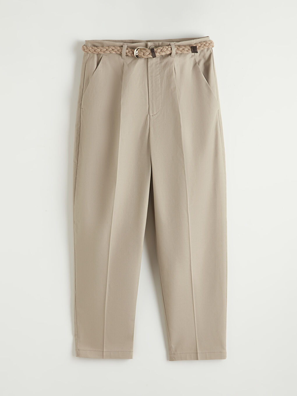 Belted Loose Fit Women's Pleated Trousers-4