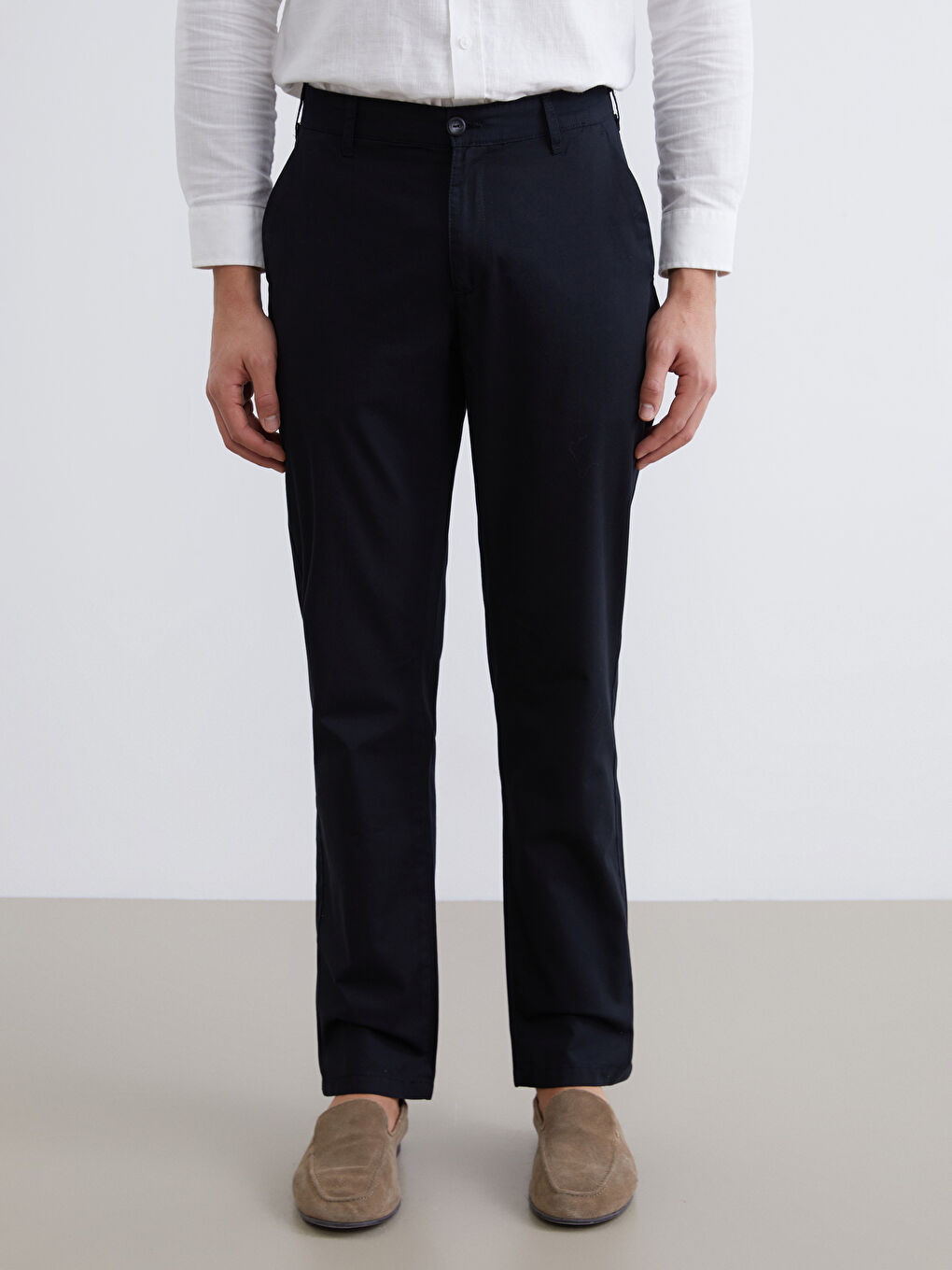 Siyah Dar Kalıp Erkek Chino Pantolon-1