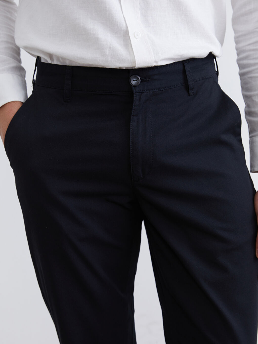 Siyah Dar Kalıp Erkek Chino Pantolon-2