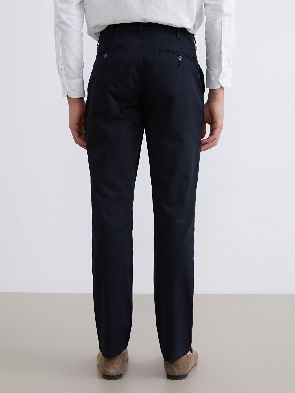 Siyah Dar Kalıp Erkek Chino Pantolon-3