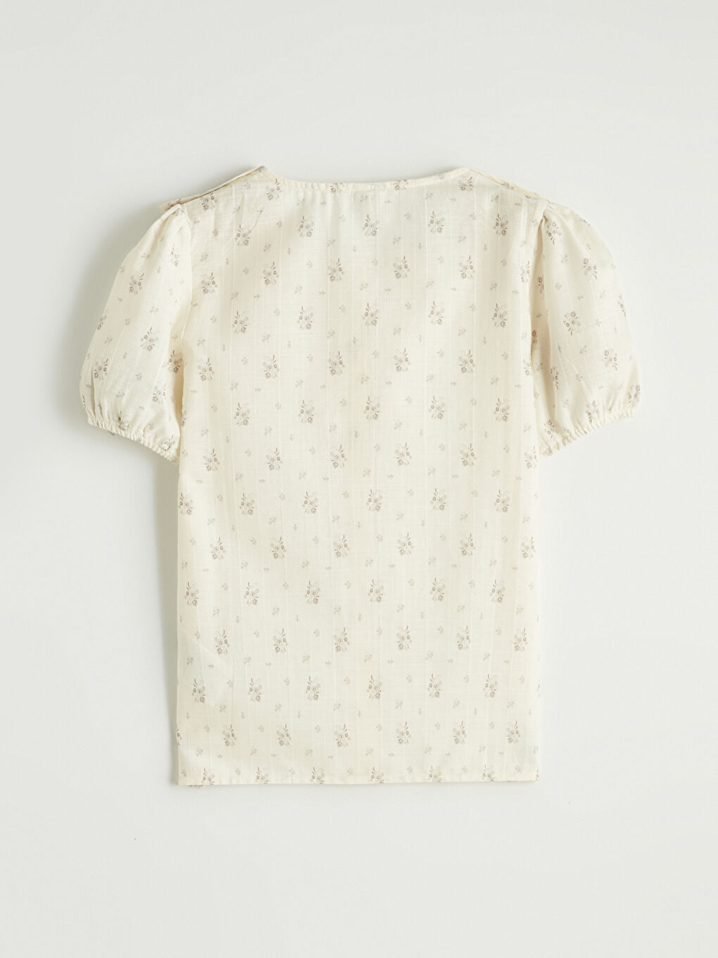 Bej Fırfırlı Yaka Çiçek Baskılı Kız Çocuk Gömlek-2