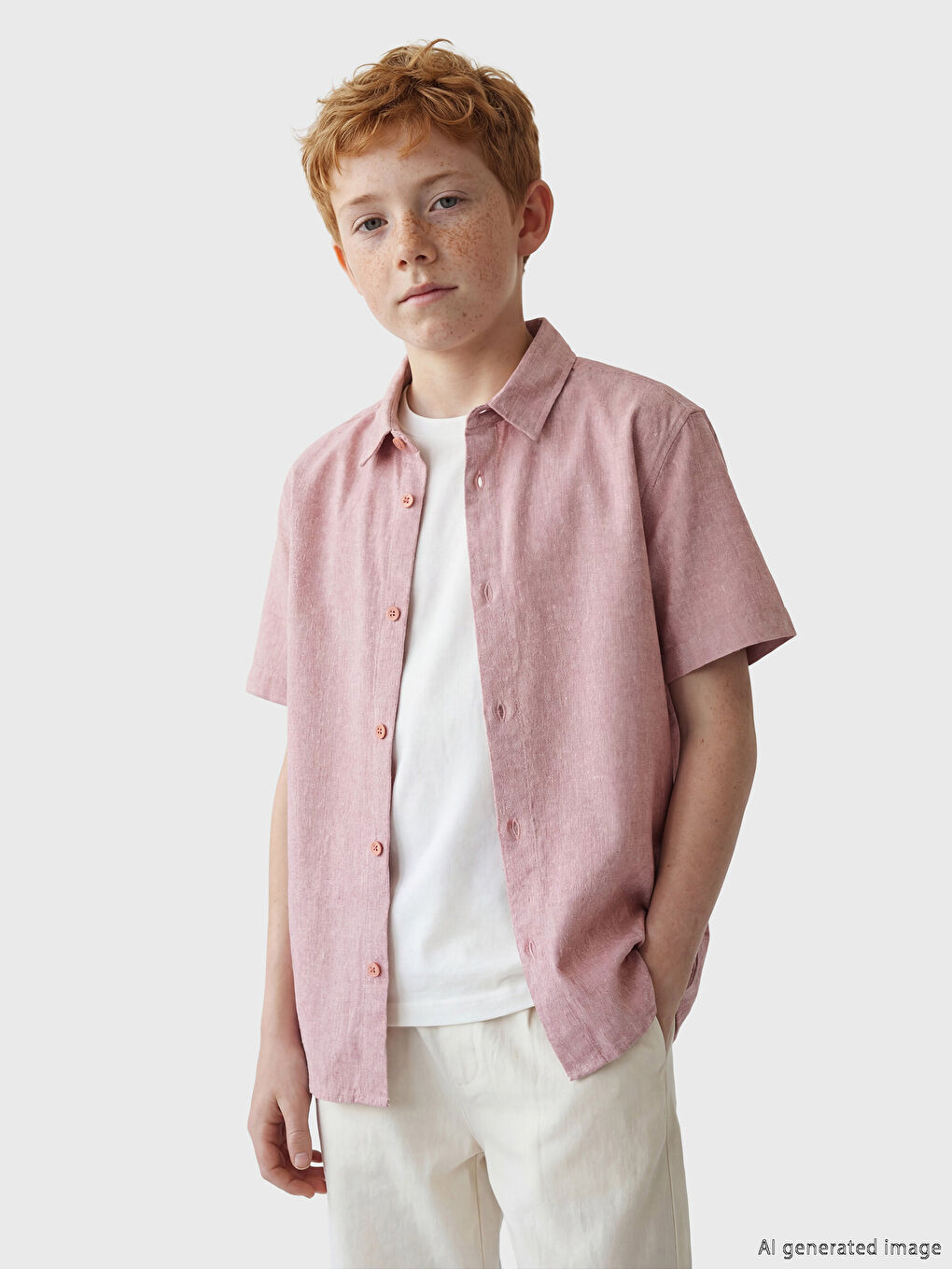 Pembe Basic Erkek Çocuk Gömlek