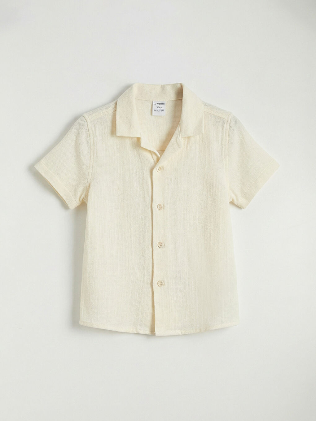 Ekru Kısa Kollu Erkek Çocuk Gömlek