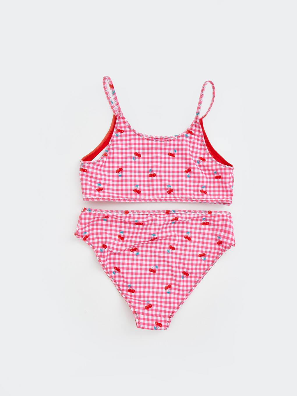 Kırmızı Desenli Kız Çocuk Bikini-1