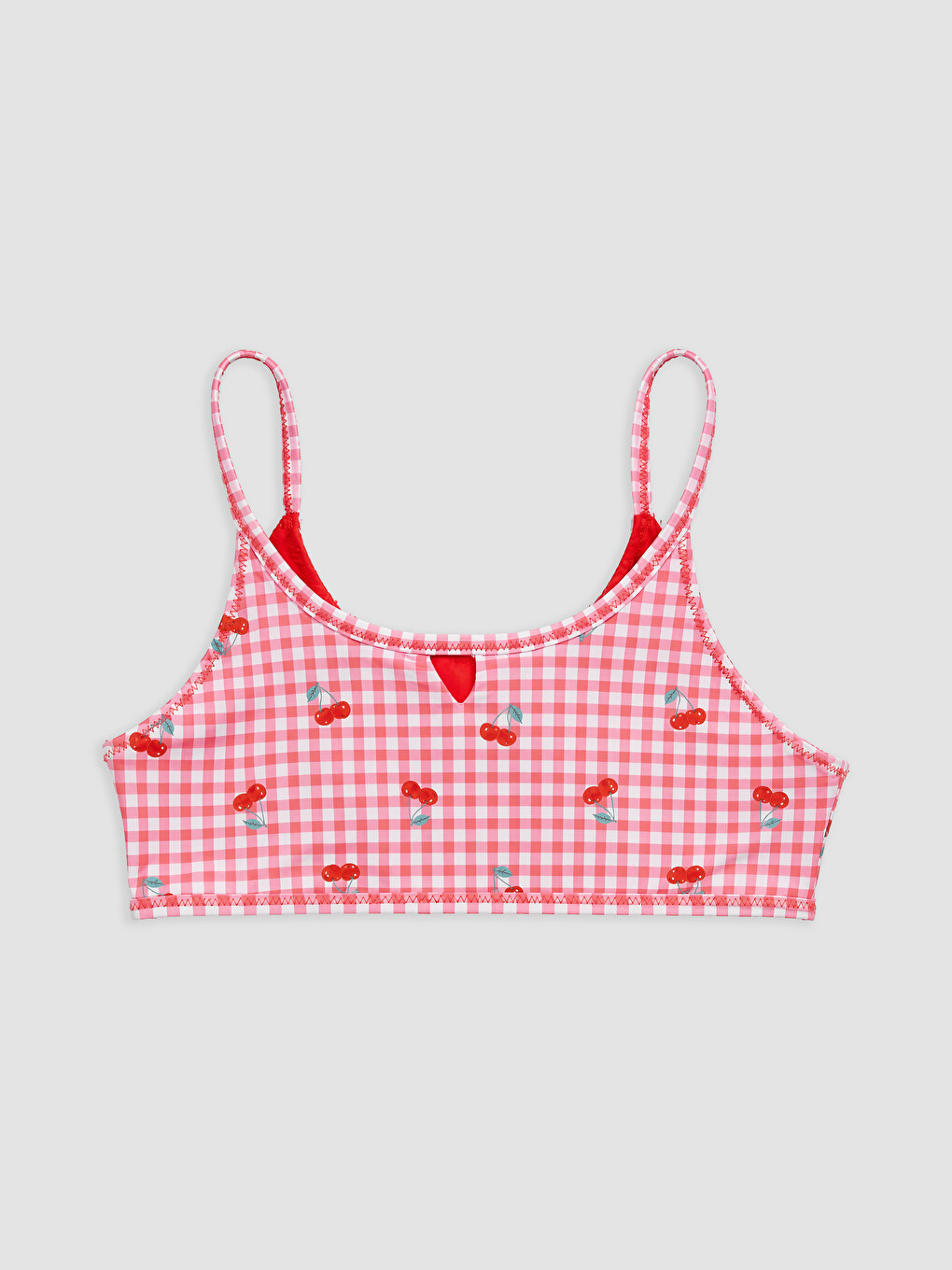 Kırmızı Çift Taraflı Desenli Kız Çocuk Bikini-1