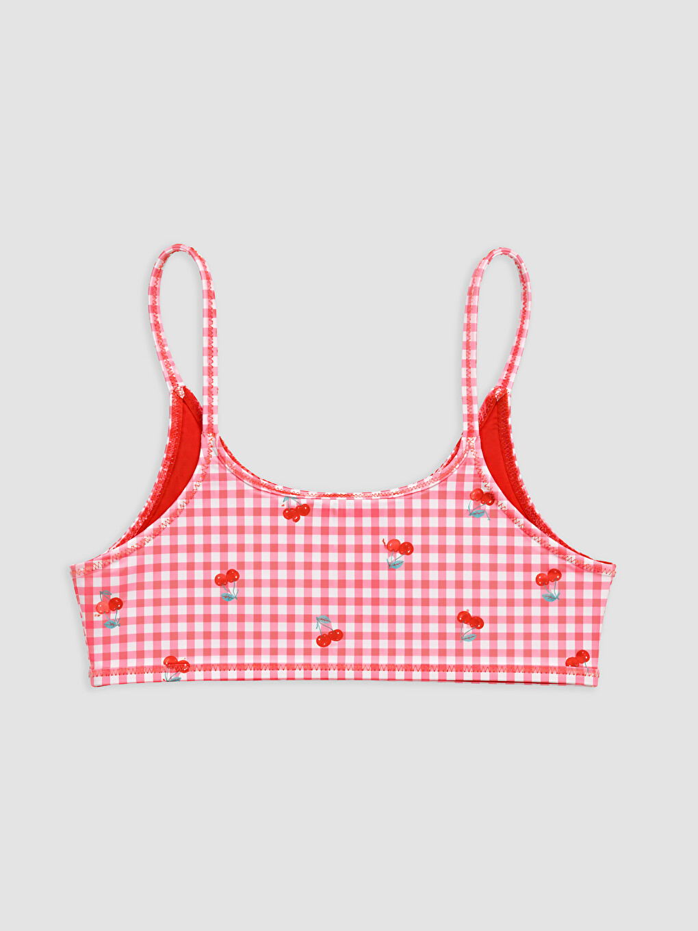 Kırmızı Çift Taraflı Desenli Kız Çocuk Bikini-2