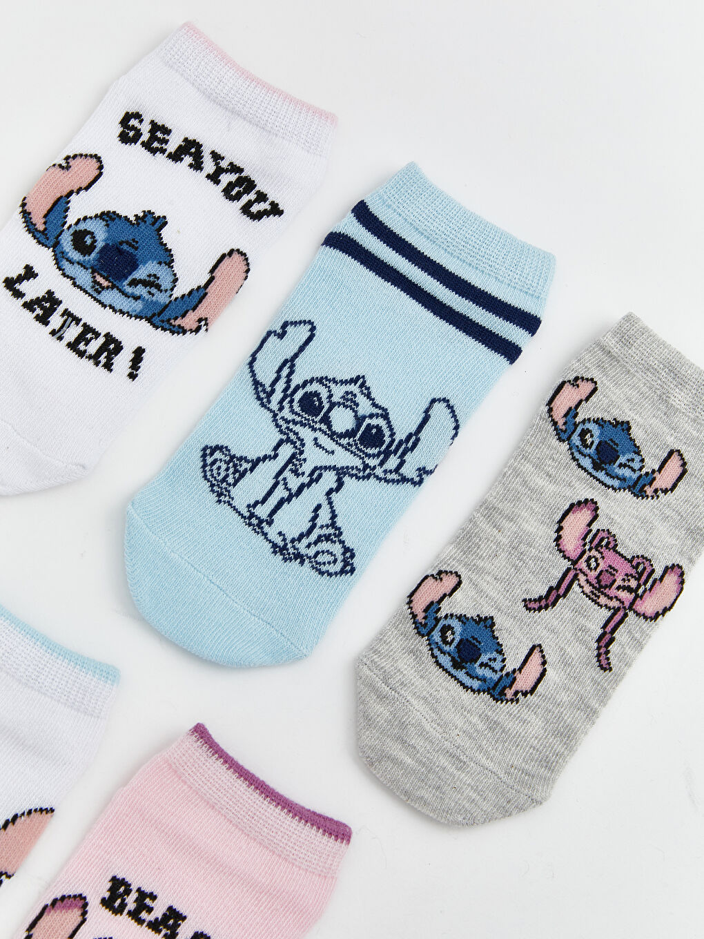 Κοντές Κάλτσες Μέχρι τον Αστράγαλο με Σχέδια Stitch και Angel για Κορίτσια 5 Τεμάχια-1