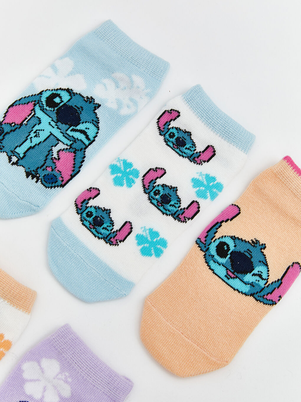 Stitch and Angel Patterned Girls' Trainer Socks 5 Pack-1