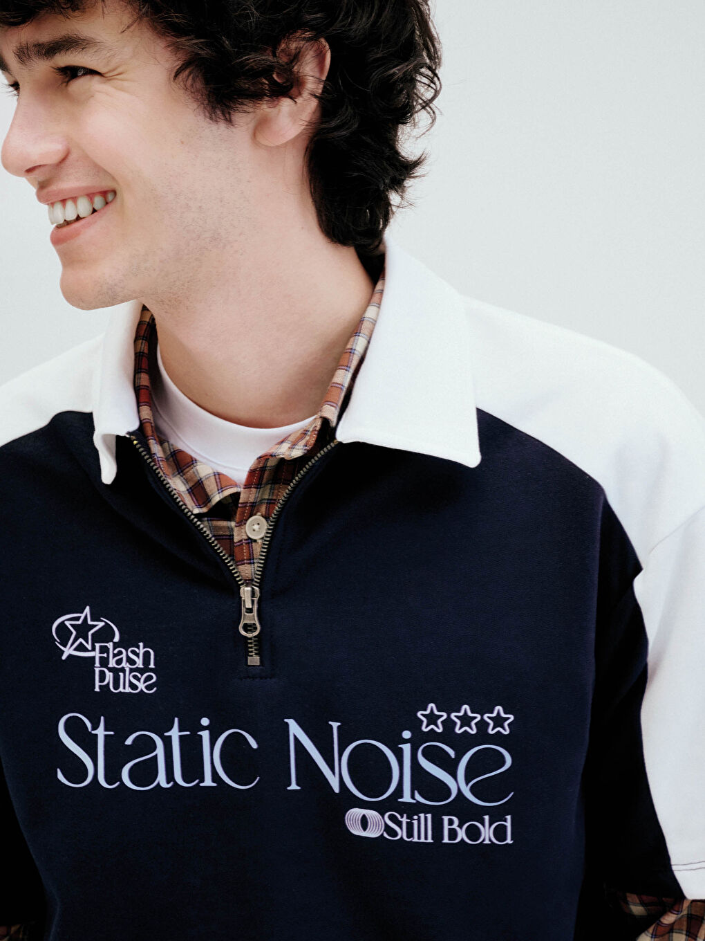 Lacivert Polo Yaka Baskılı Erkek Tişört