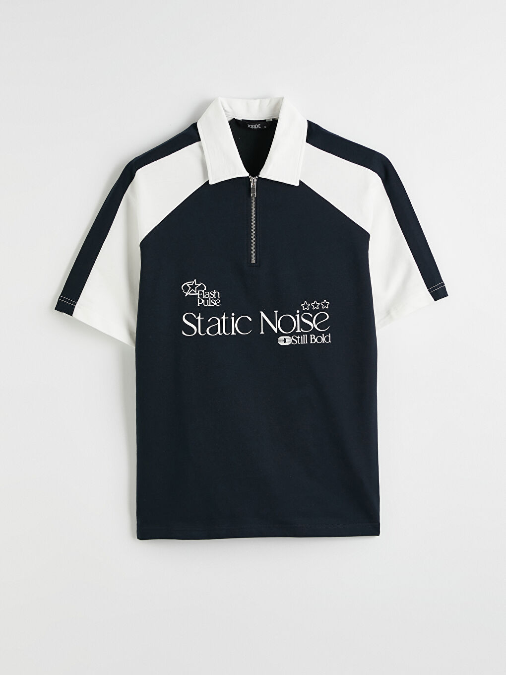 Lacivert Polo Yaka Baskılı Erkek Tişört-2