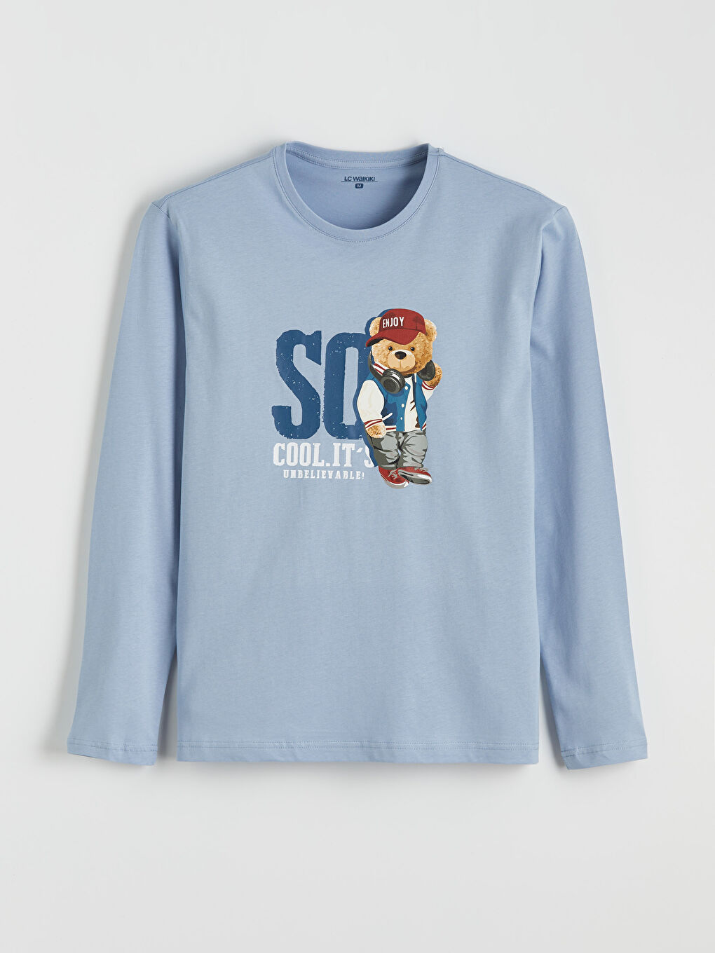 Lacivert Standart Kalıp Ayı Teddy Baskılı Erkek Pijama Takım-1