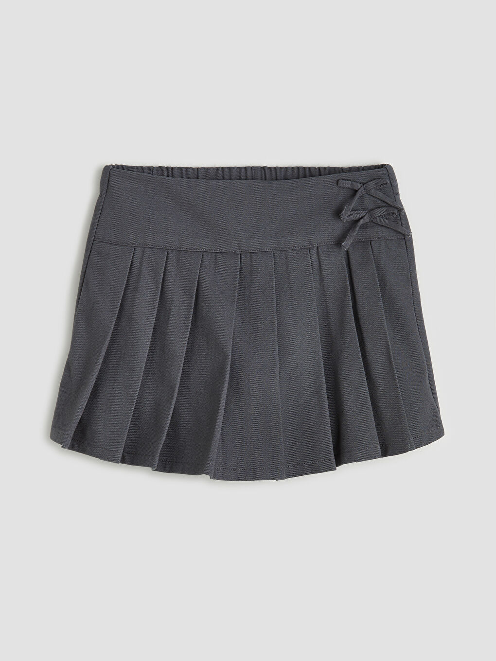 Gri Kız Çocuk Pileli Şort Etek