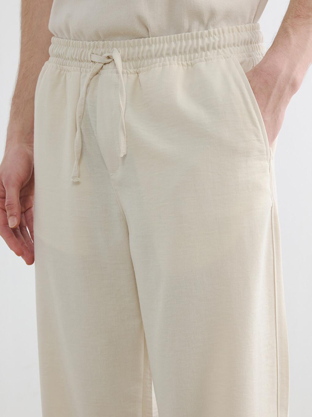 Relaxed Fit Linen-Look Men's Trousers-2