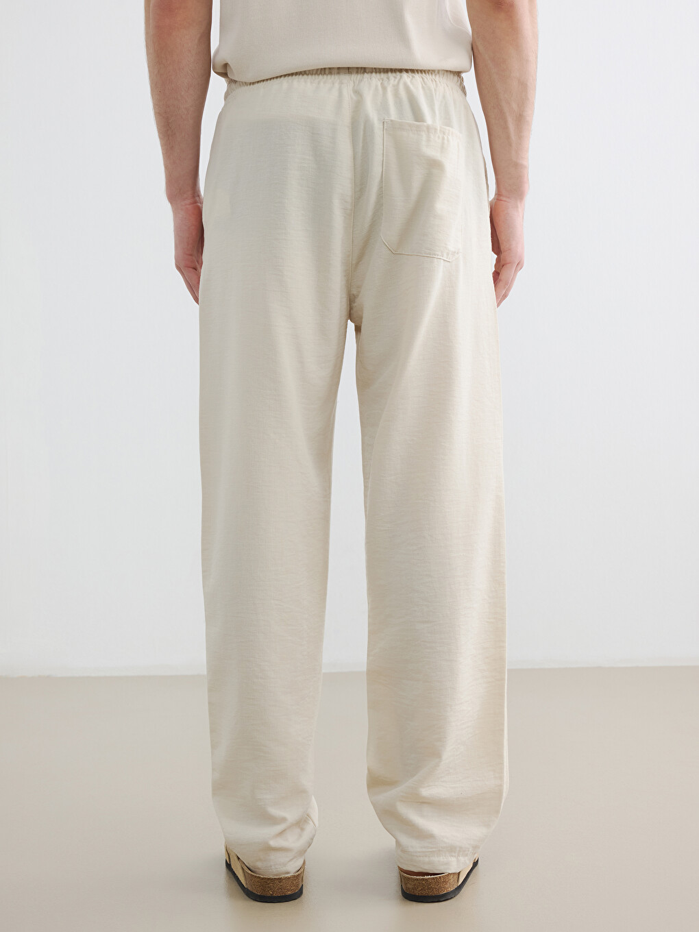 Relaxed Fit Linen-Look Men's Trousers-3