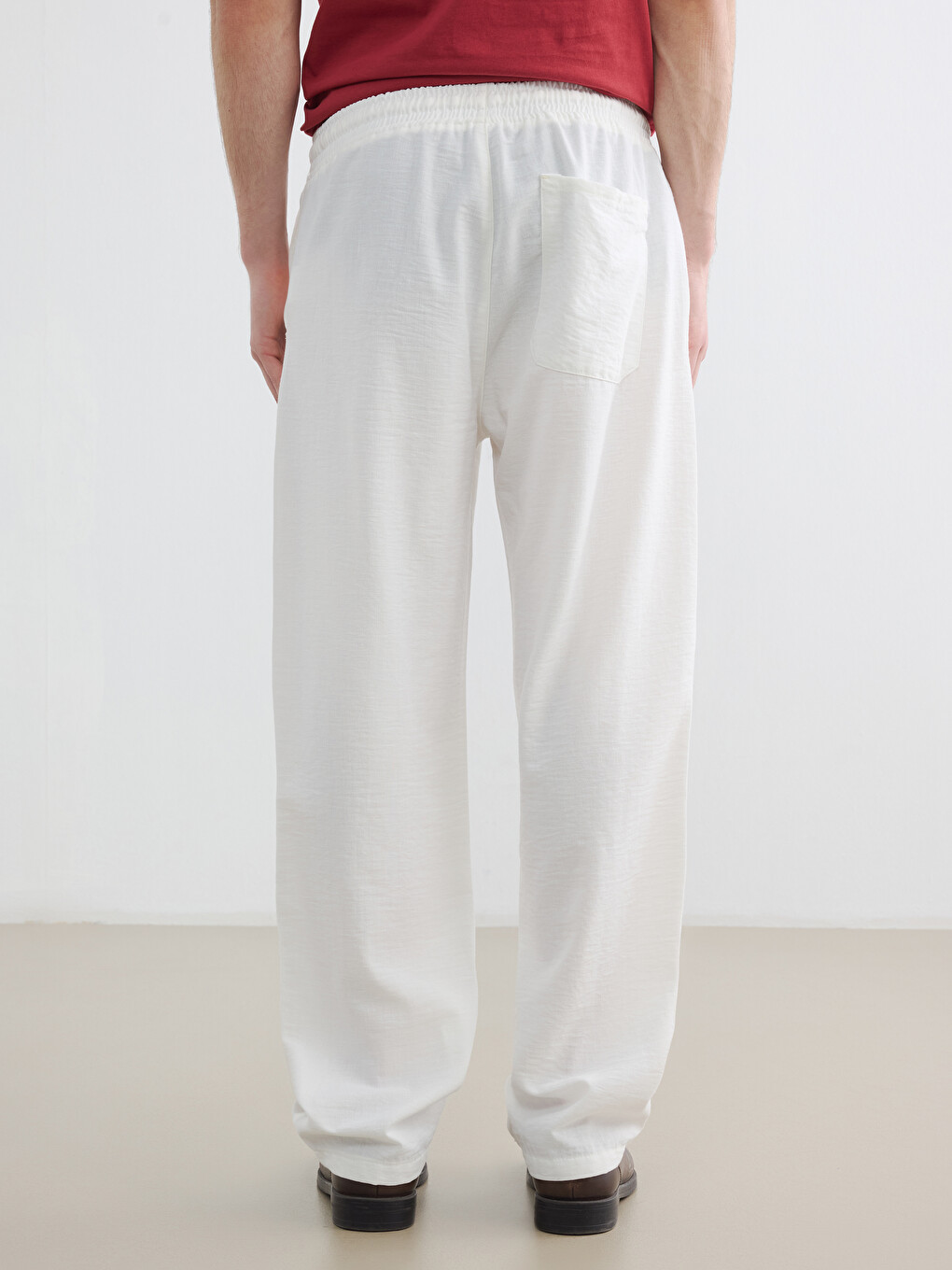Relaxed Fit Linen-Look Men's Trousers-5