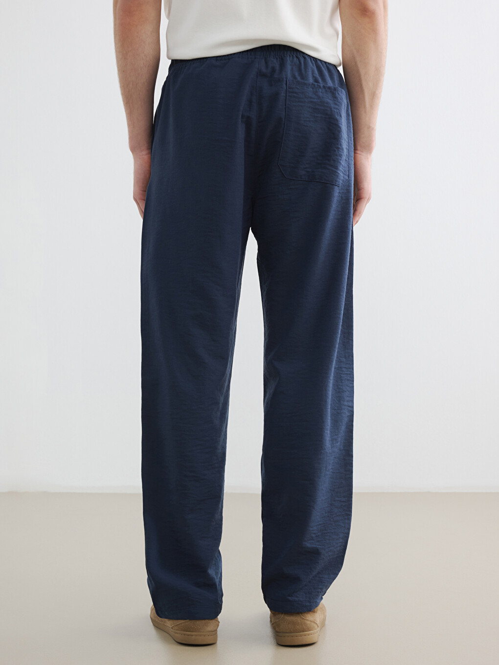Relaxed Fit Linen-Look Men's Trousers-5