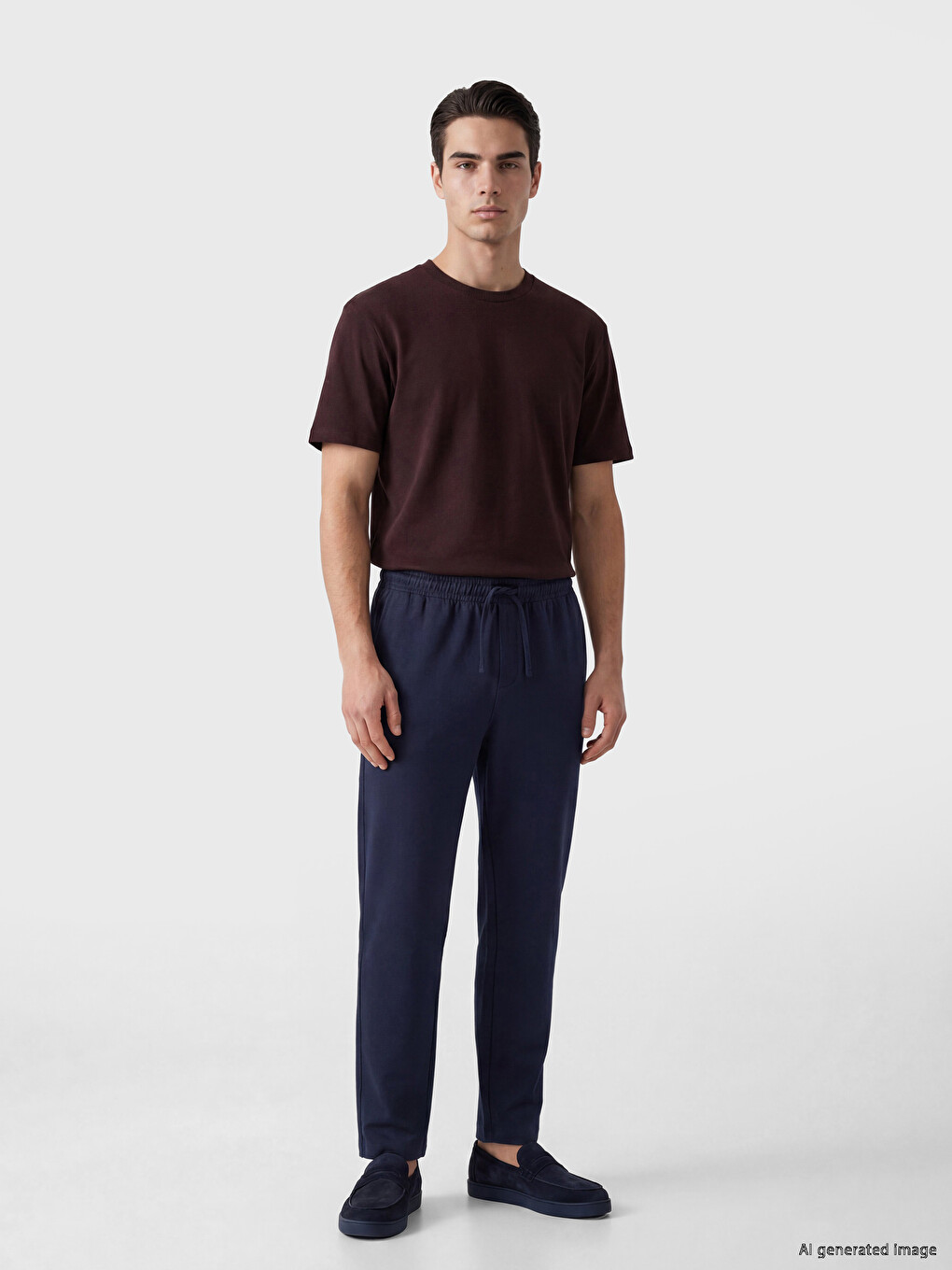 Relaxed Fit Linen-Look Men's Trousers