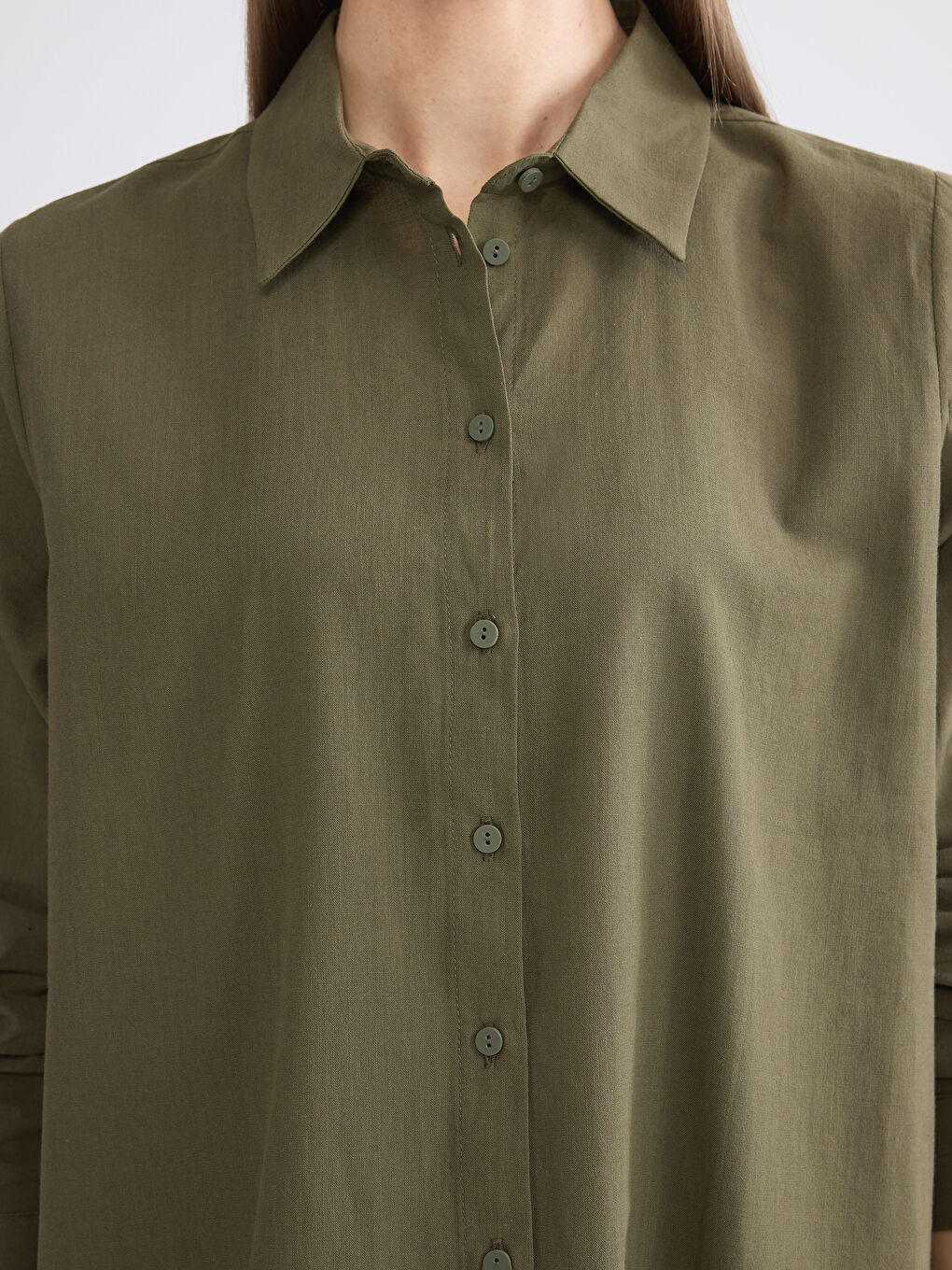 Haki Regular Fit Kadın Gömlek Tunik-2