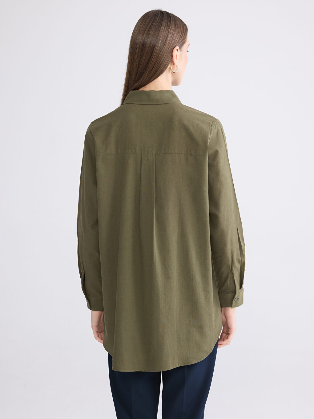 Haki Regular Fit Kadın Gömlek Tunik-3