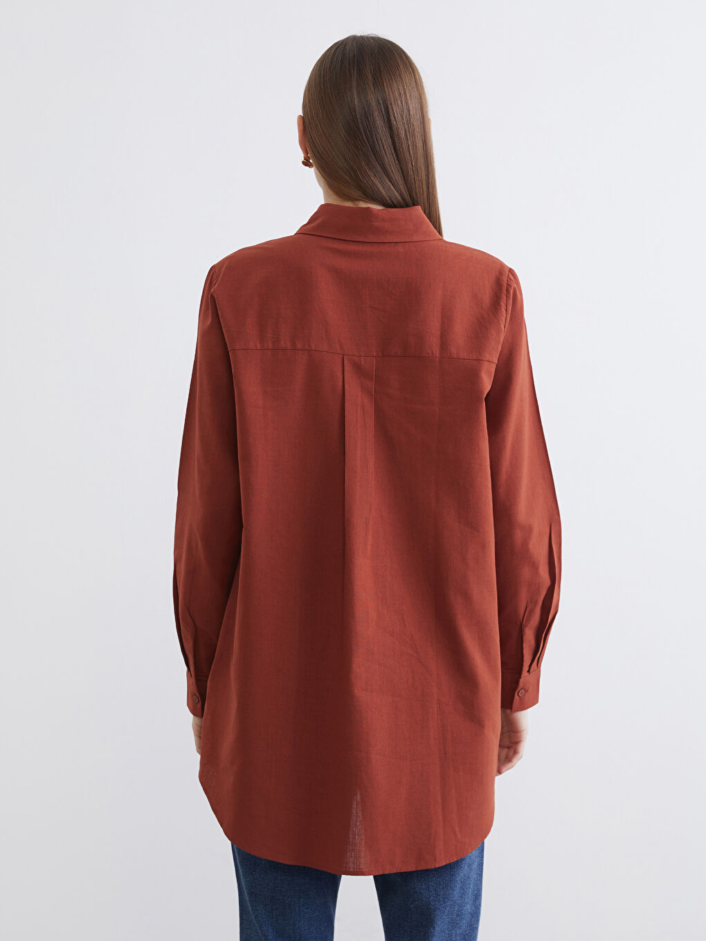 Kahverengi Regular Fit Kadın Gömlek Tunik-3