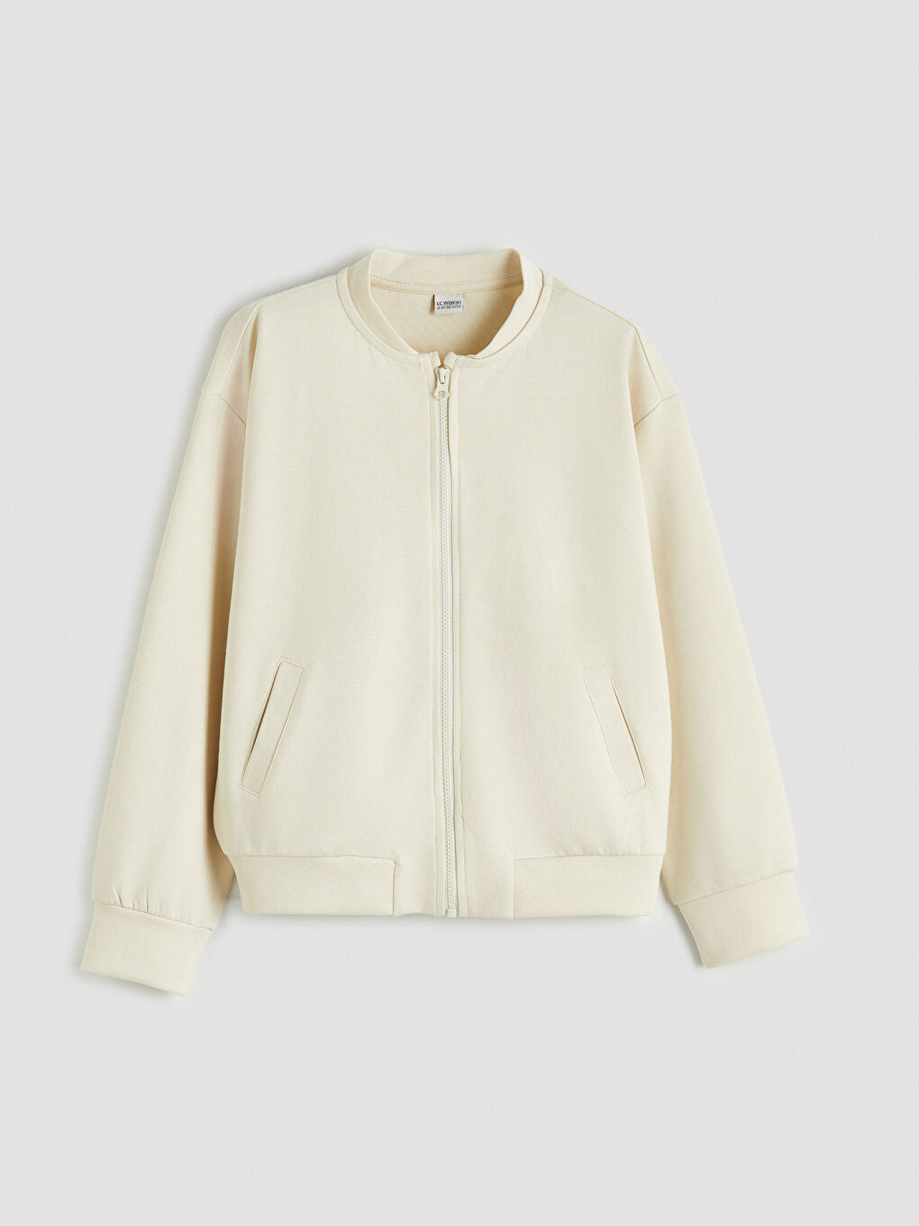 Ekru Kız Çocuk Soft Touch Fermuarlı Sweatshirt