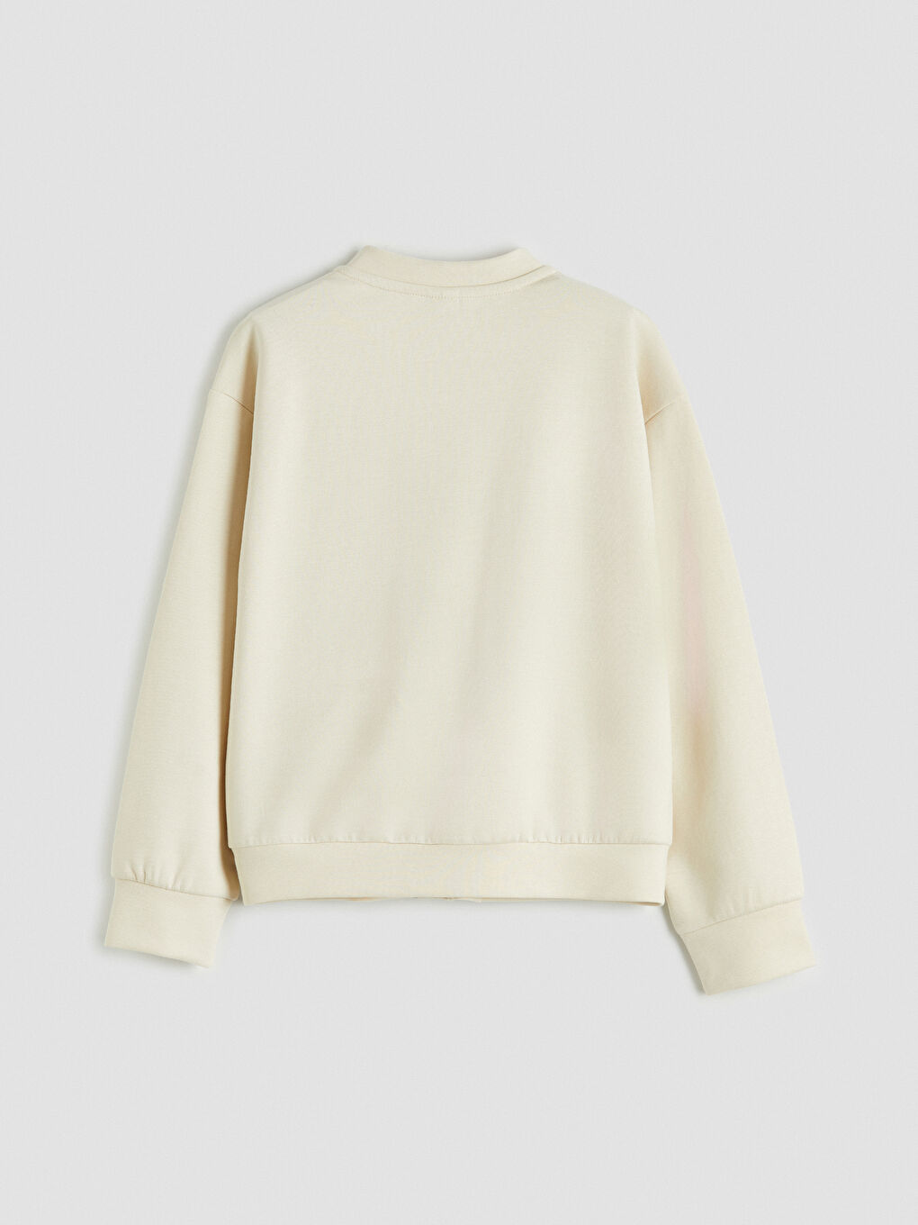 Ekru Kız Çocuk Soft Touch Fermuarlı Sweatshirt-1