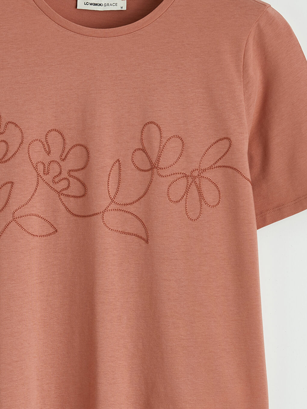 Ženska majica sa okruglim izrezom i vezom-4