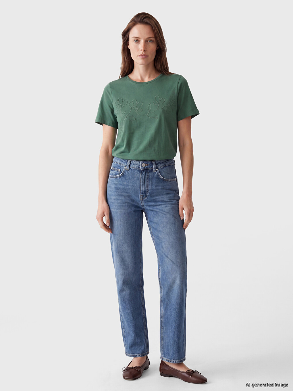 Embroidered 100% Cotton Women's T-shirt-1