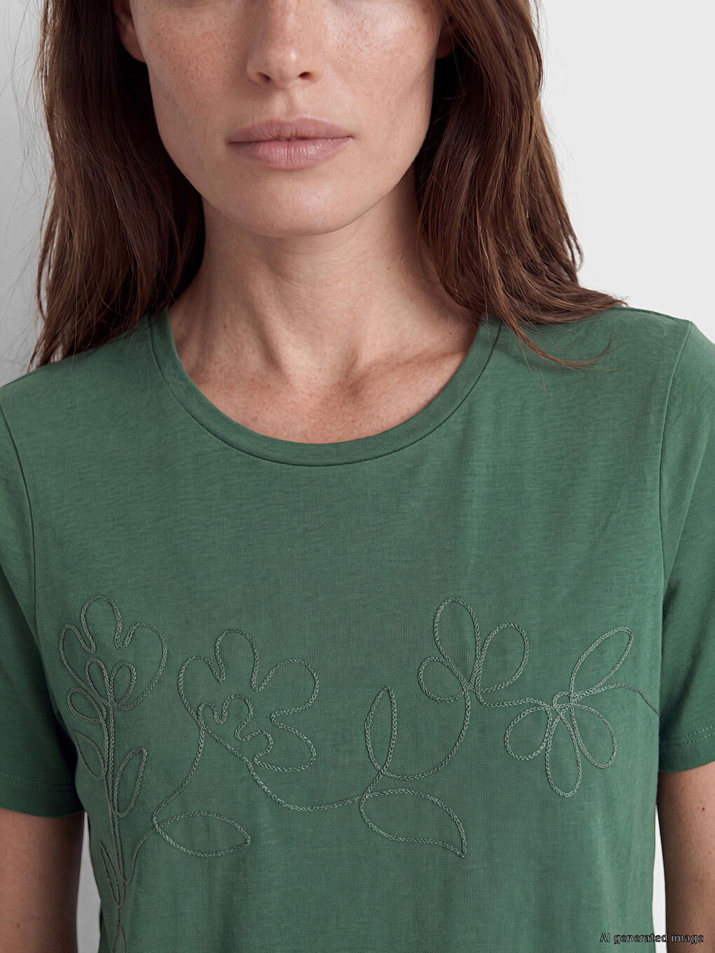 Embroidered 100% Cotton Women's T-shirt-2