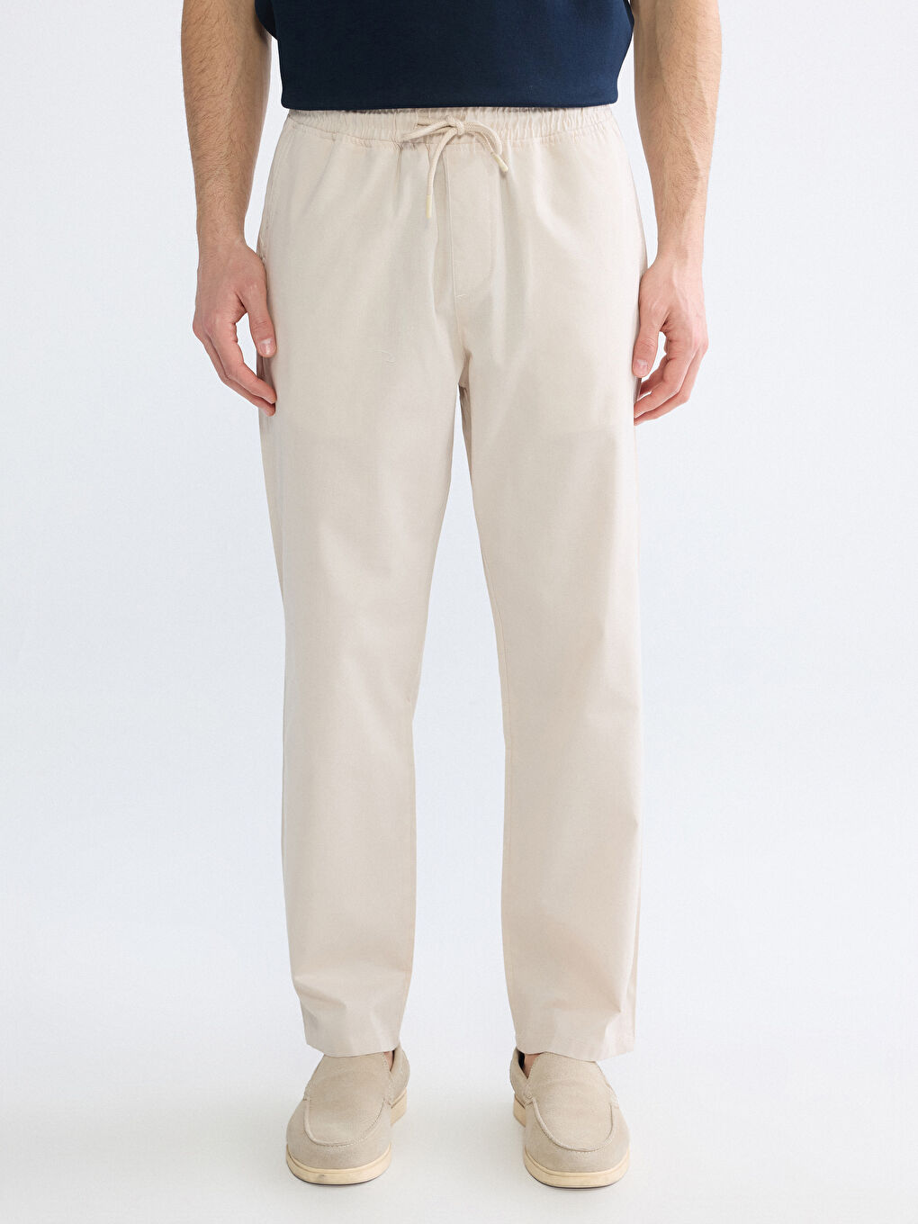 Ekru Erkek Standart Fit Pantolon-1