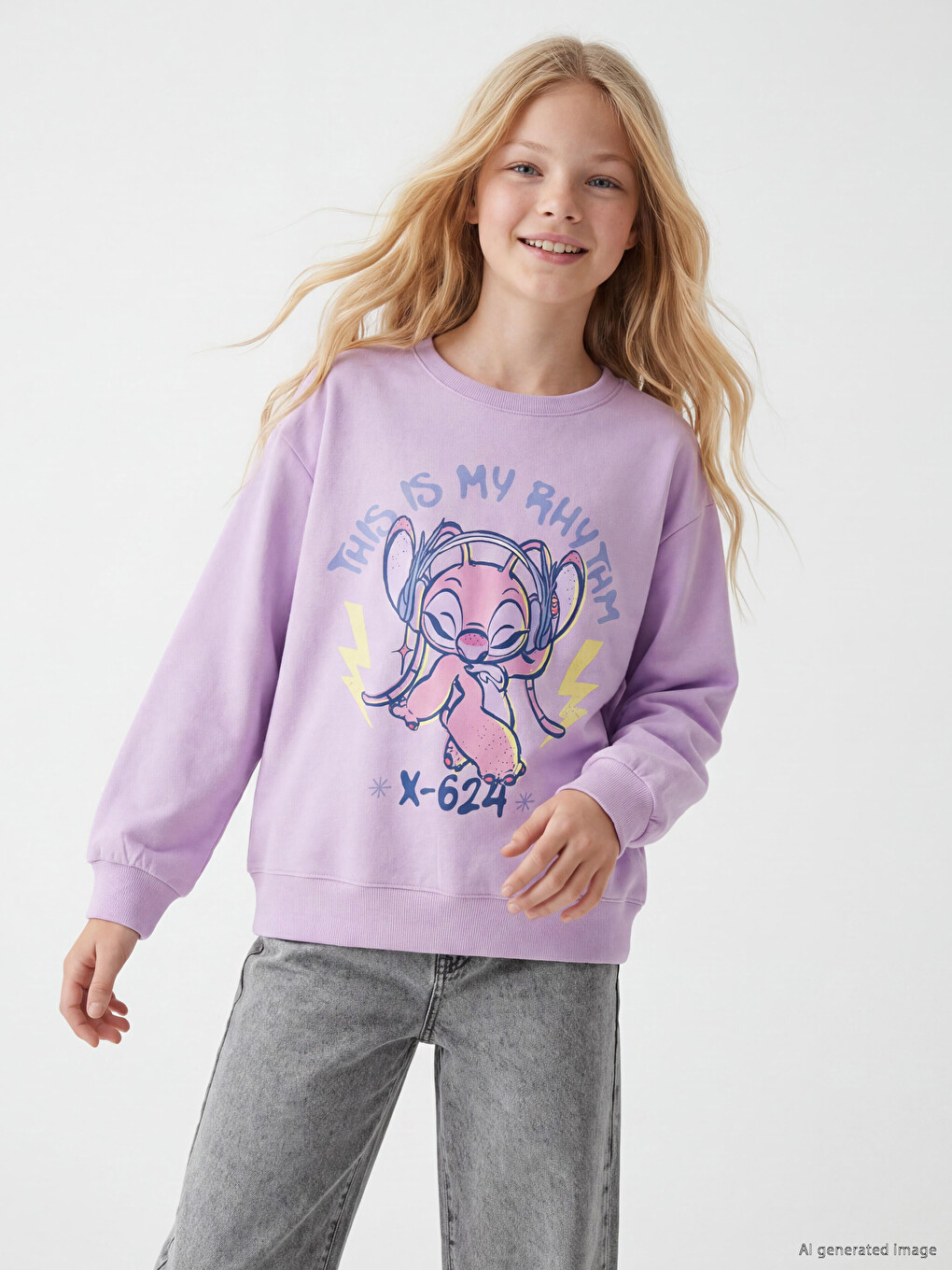 Stitch Print Girls' Cozy Sweatshirt