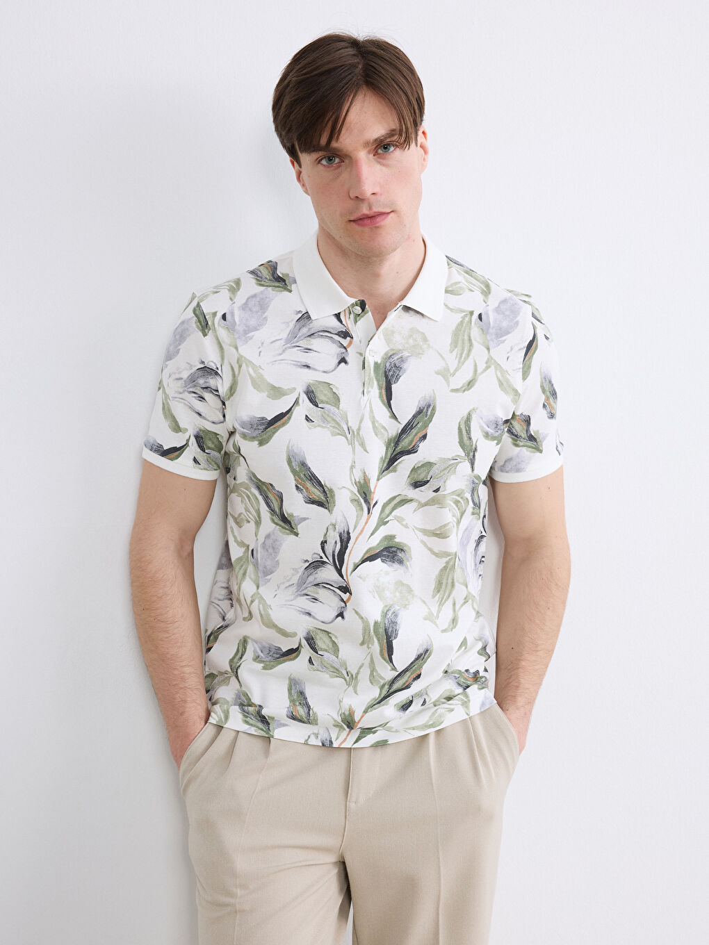 Polo Collar Patterned Pique Men's T-Shirt