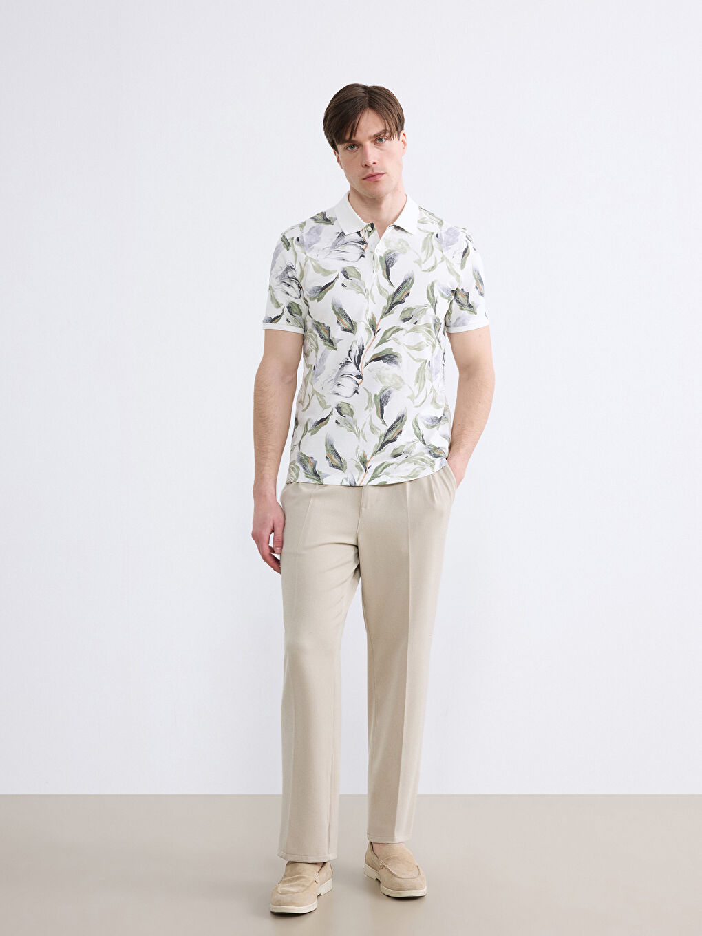 Polo Collar Patterned Pique Men's T-Shirt-1