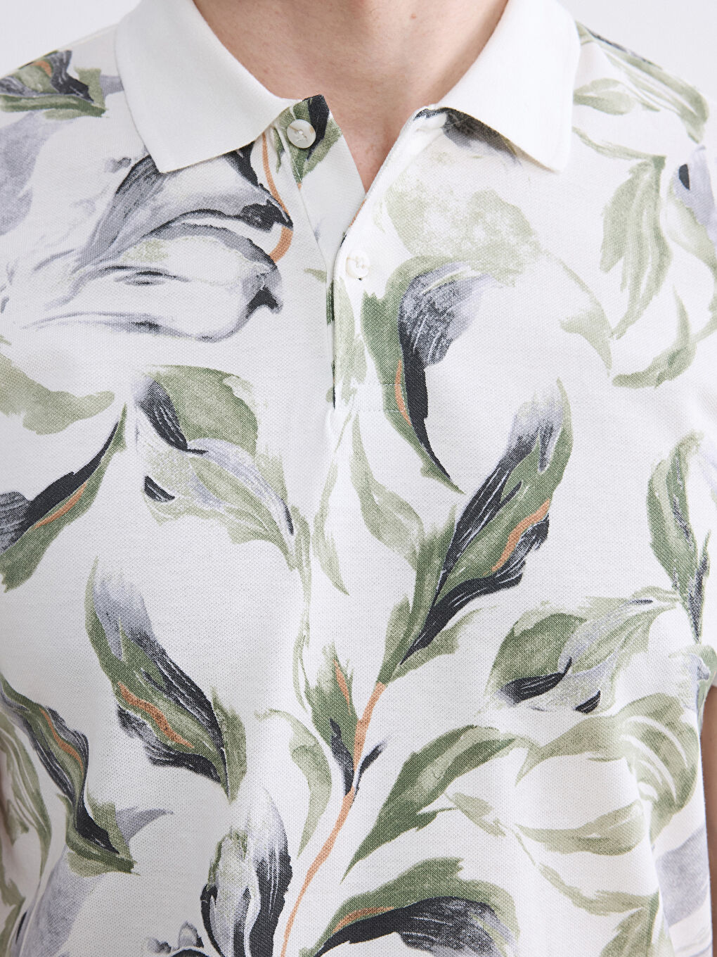 Polo Collar Patterned Pique Men's T-Shirt-2