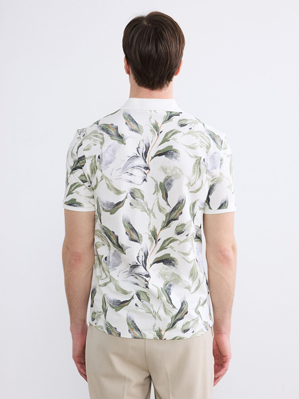 Polo Collar Patterned Pique Men's T-Shirt-3