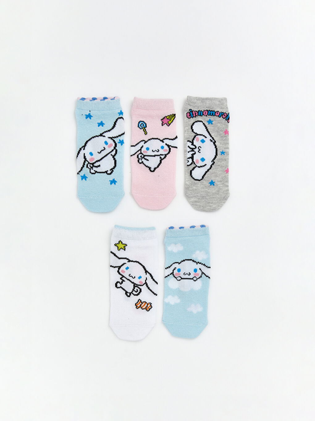 Mavi Cinnamoroll Desenli Kız Çocuk Patik Çorap 5'li
