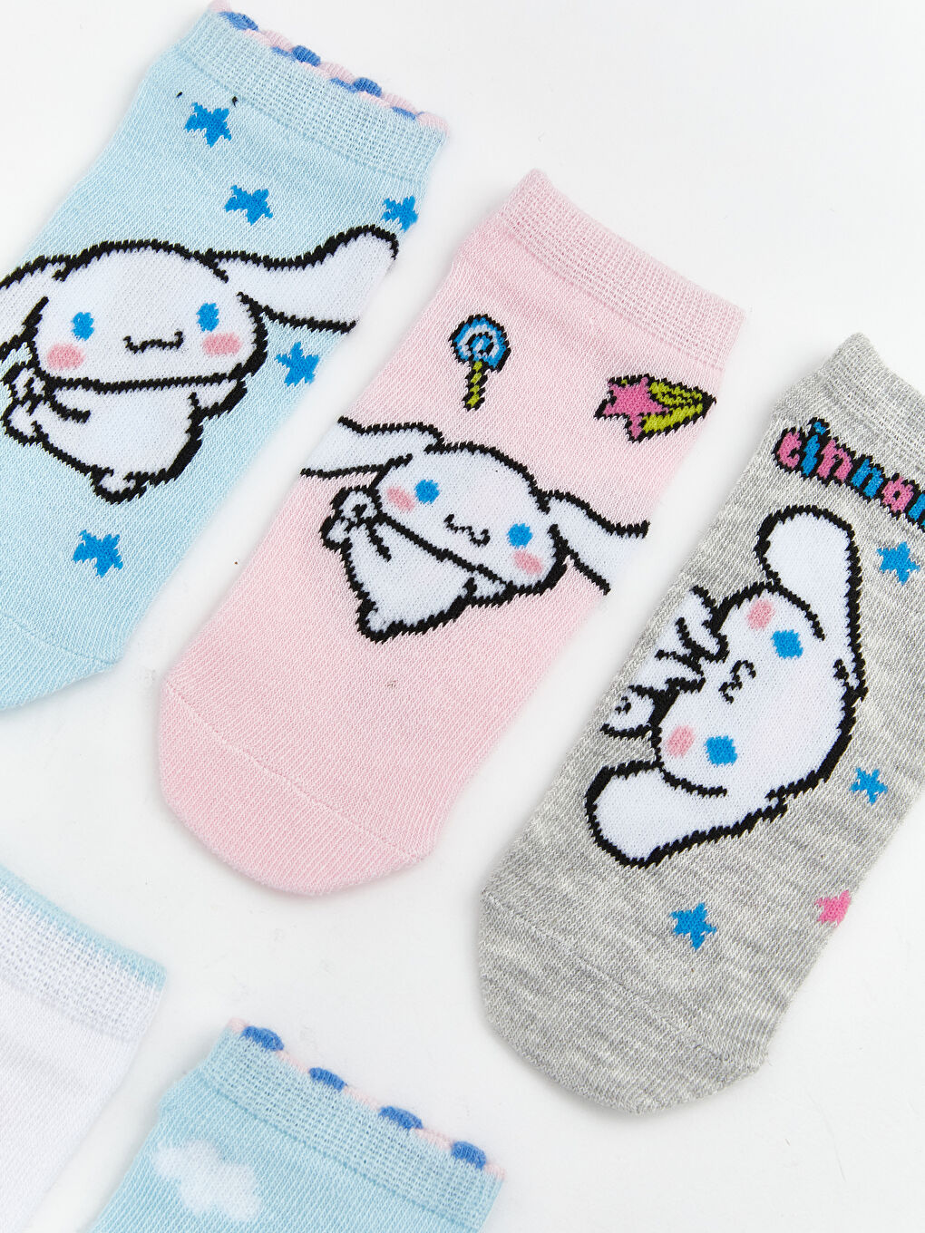 Mavi Cinnamoroll Desenli Kız Çocuk Patik Çorap 5'li-1