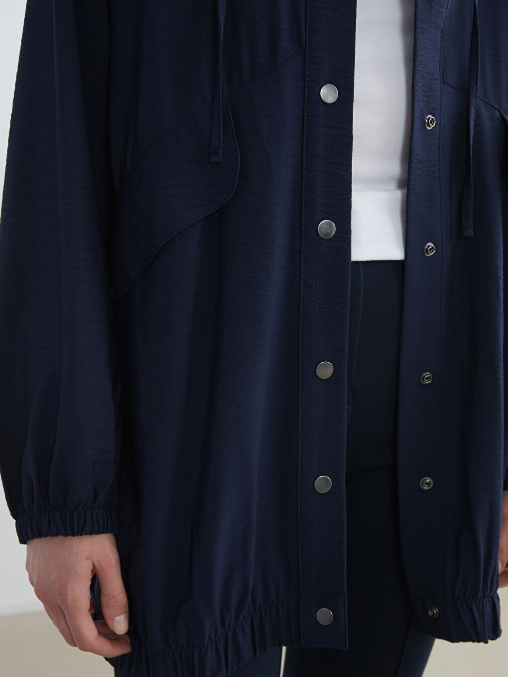 Lacivert Kapüşonlu Kadın Ceket	-2