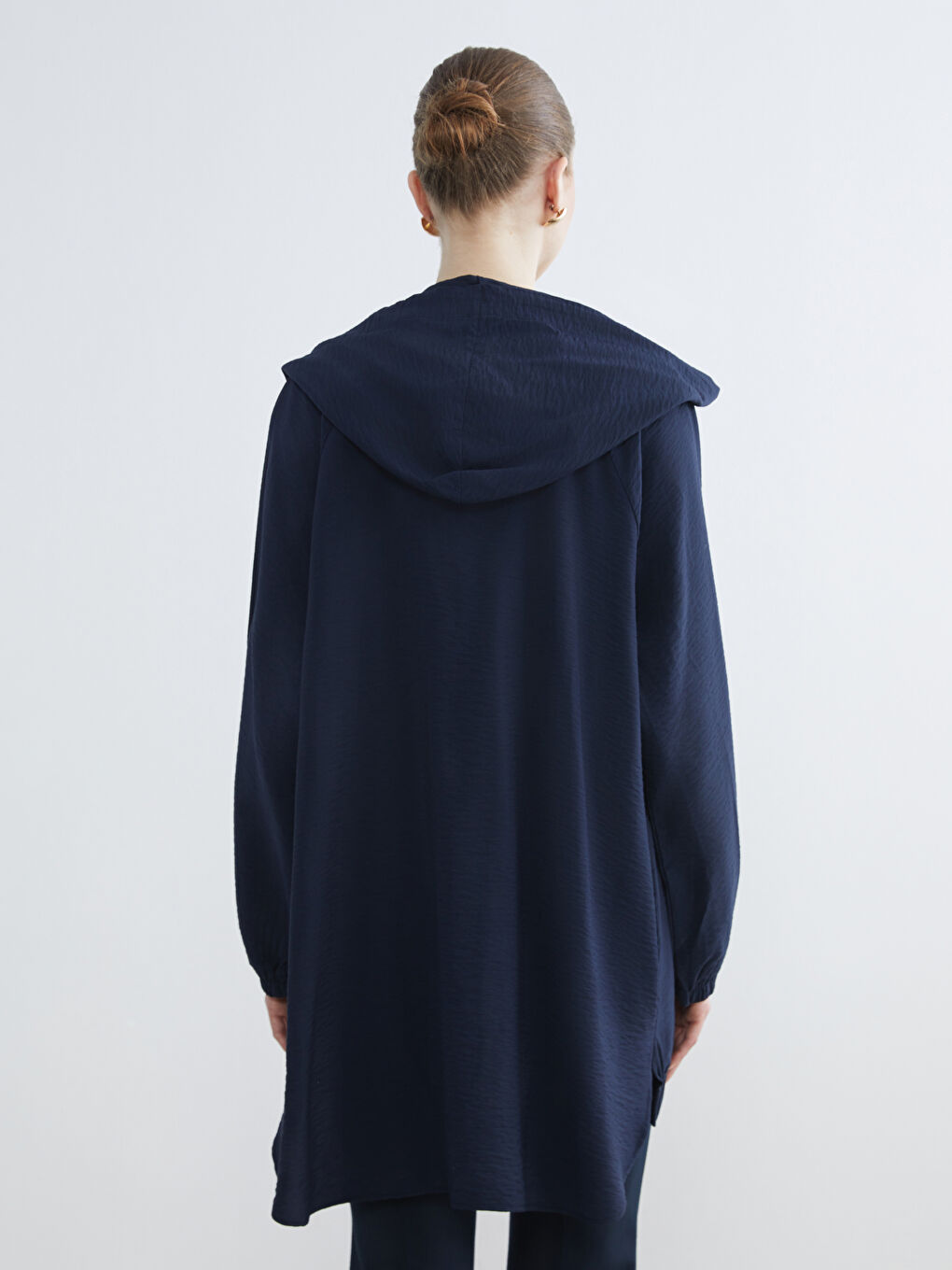 Lacivert Kapüşonlu Kadın Ceket	-3