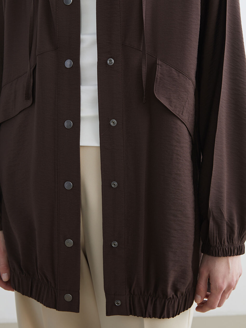 Kahverengi Kapüşonlu Kadın Ceket	-2