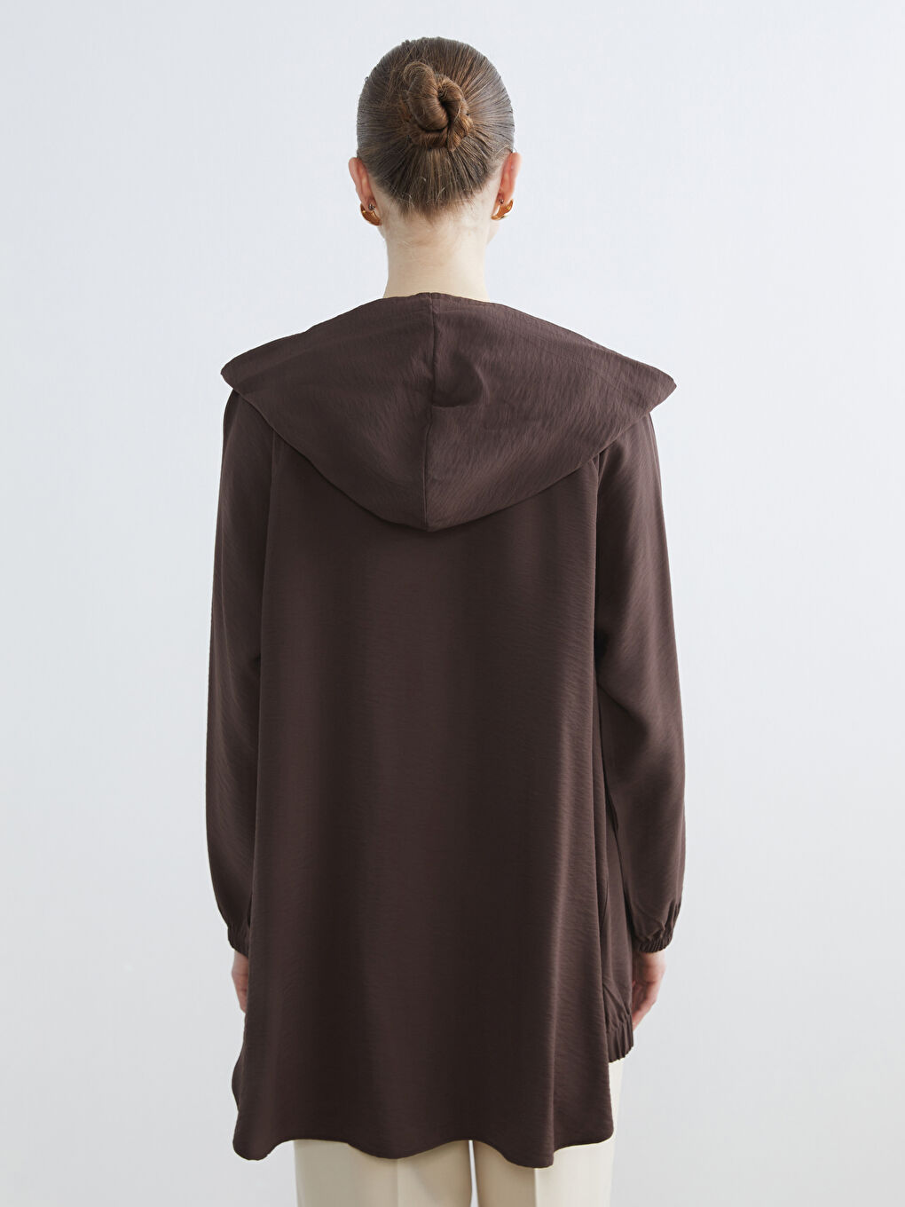 Kahverengi Kapüşonlu Kadın Ceket	-3