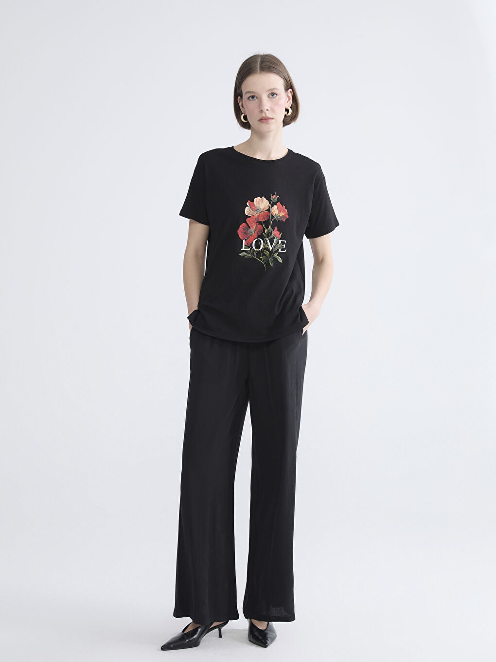 Elasticated Waist Wide Leg Women's Trousers