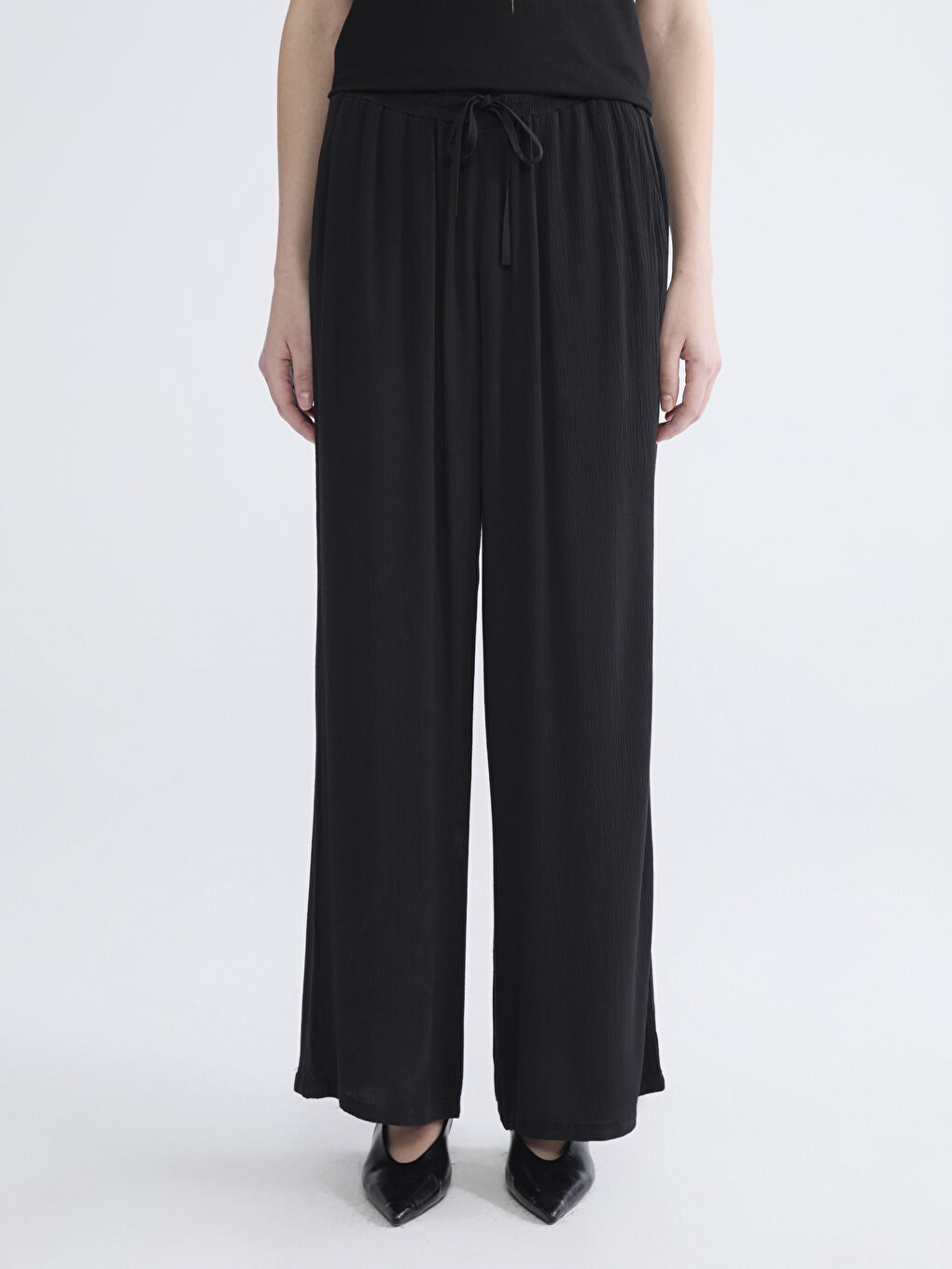 Elasticated Waist Wide Leg Women's Trousers-1