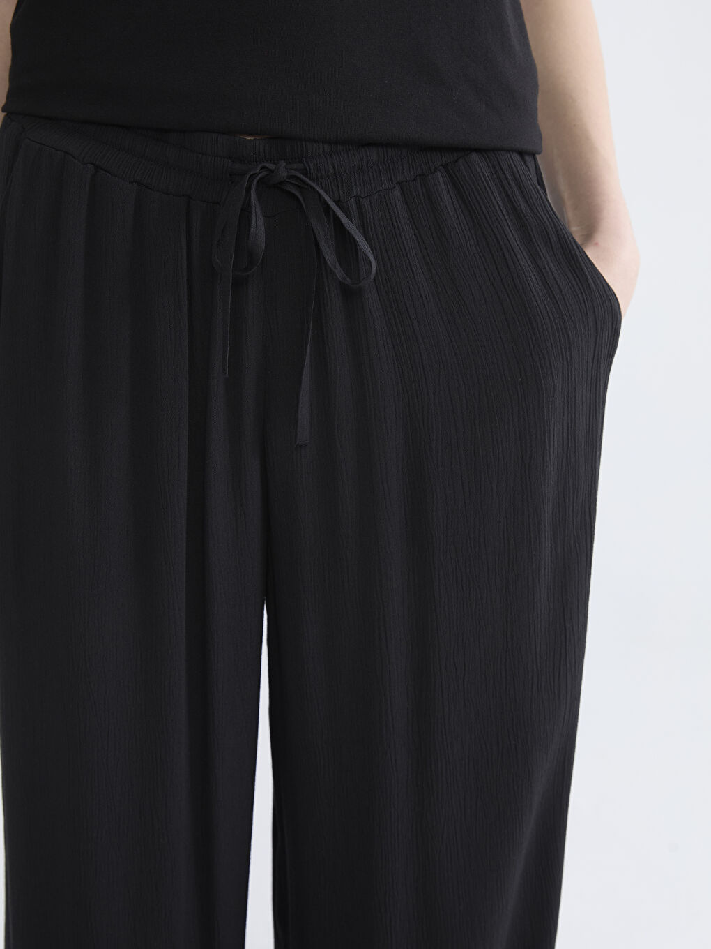 Elasticated Waist Wide Leg Women's Trousers-2