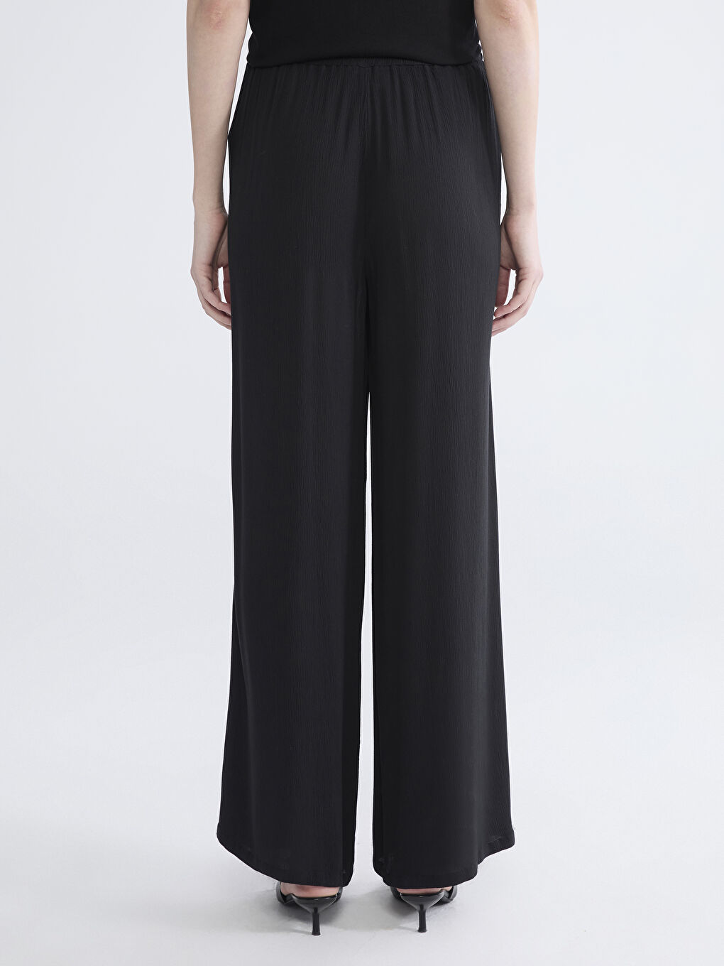 Elasticated Waist Wide Leg Women's Trousers-3