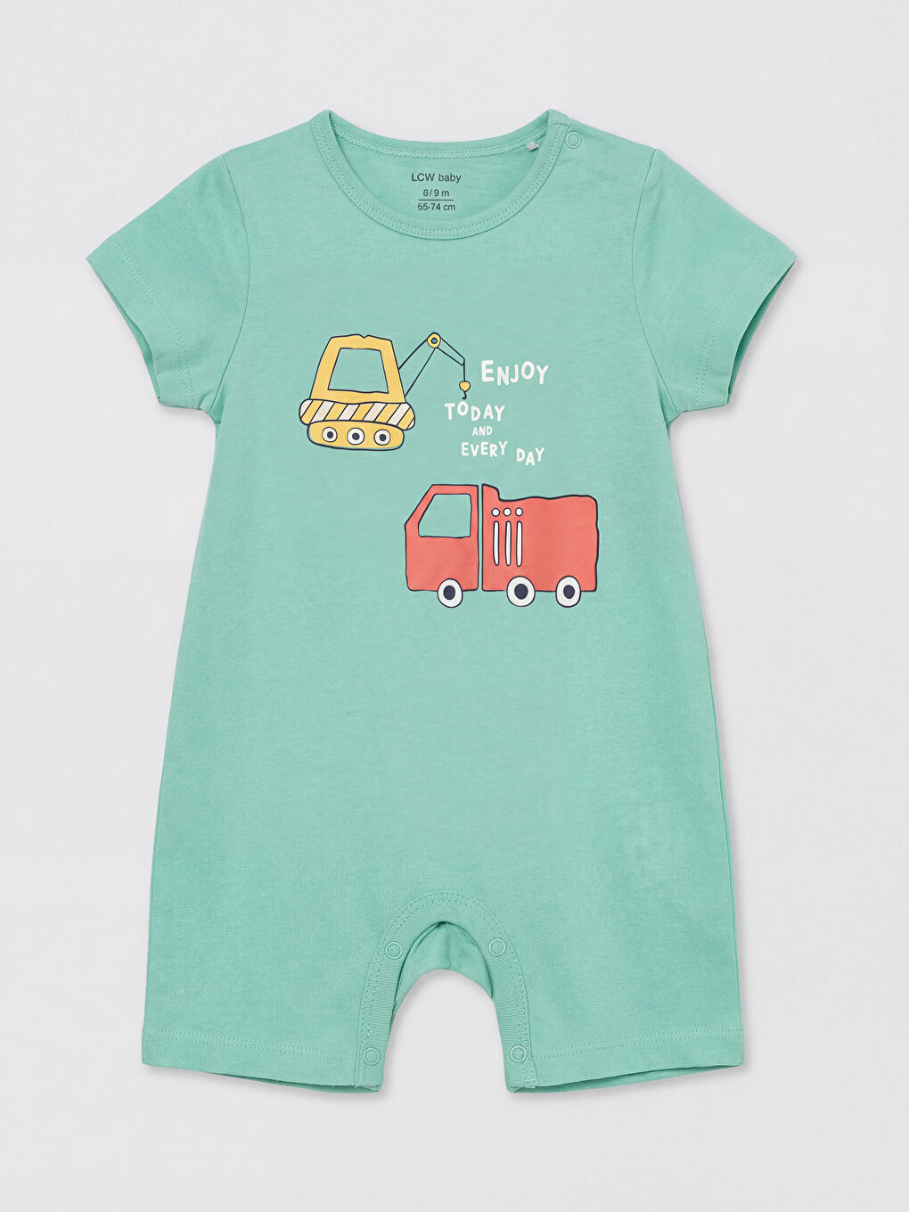 Yeşil Bisiklet Yaka Baskılı Erkek Bebek Tulum 2'li-1