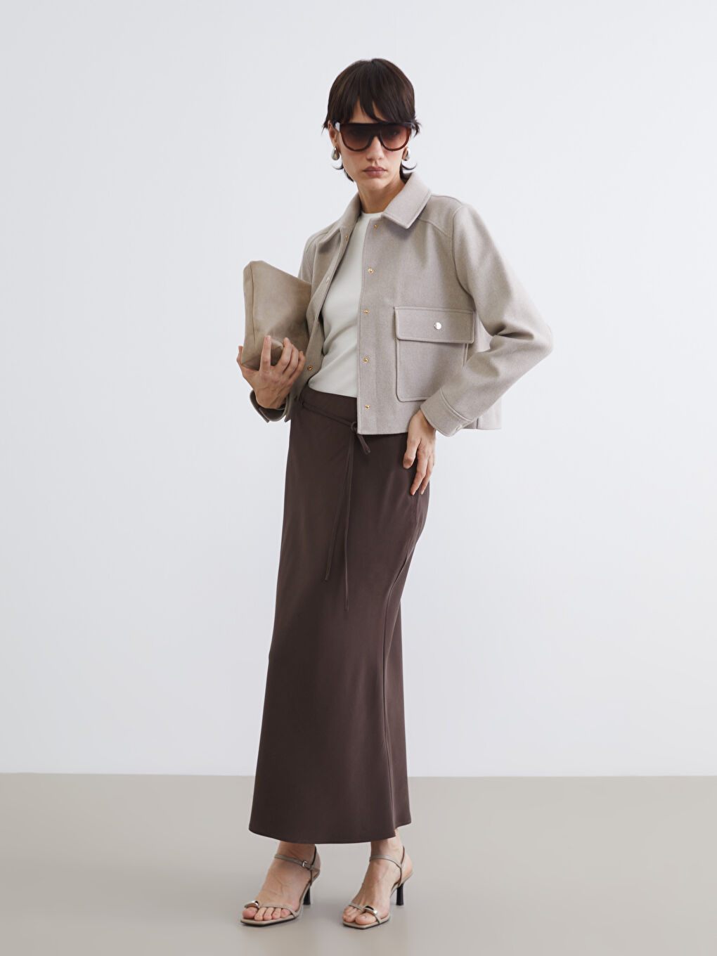 Women's Zippered Sash A-Line Skirt