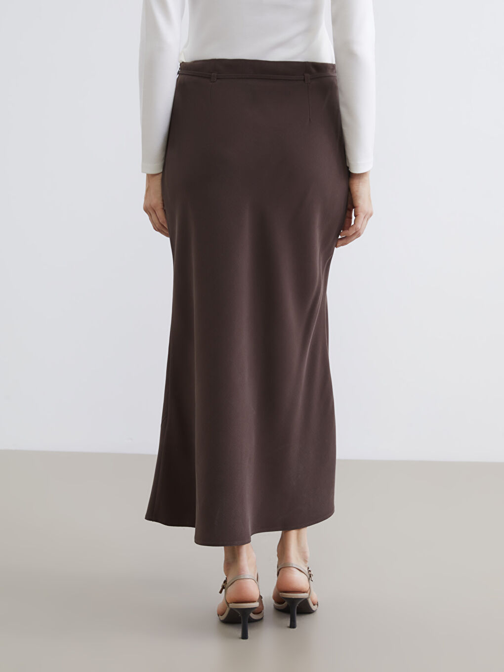 Women's Zippered Sash A-Line Skirt-3