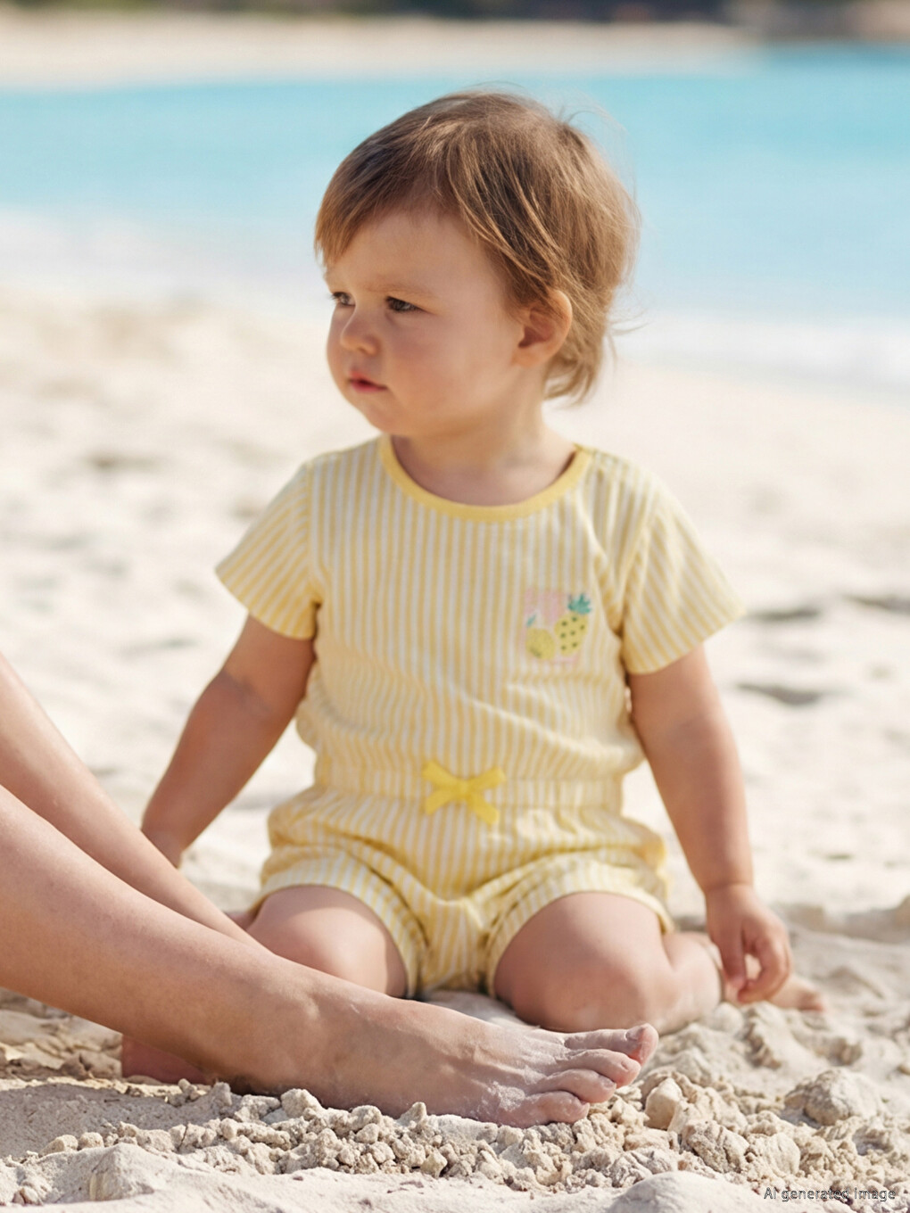 Crew Neck Striped Baby Girls' Jumpsuit